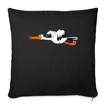 Stork on retreat from baby - Throw Pillow Cover 17.5” x 17.5” - black - Front