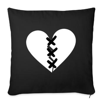Broken Heart - Throw Pillow Cover 17.5” x 17.5” - black - Front