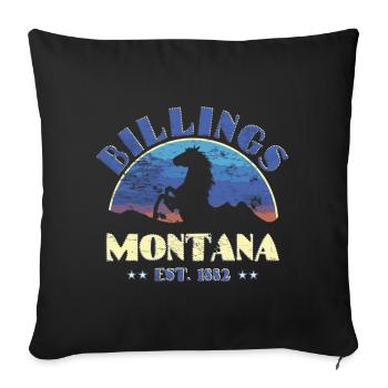 Billings Montana Mt Est. 1882 - Throw Pillow Cover 17.5” x 17.5” - black - Front