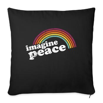 Imagine Peace Vintage Retro Rainbow - Throw Pillow Cover 17.5” x 17.5” - black - Front