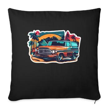 retro car miami beach - Throw Pillow Cover 17.5” x 17.5” - black - Front