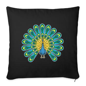 Beautiful Peacock Zoo Worker - Throw Pillow Cover 17.5” x 17.5” - black - Front