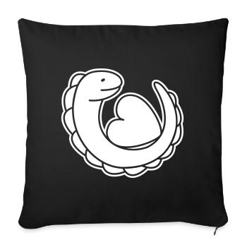 Lizard With Heart Love Design - Throw Pillow Cover 17.5” x 17.5” - black - Front