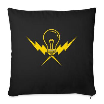 Light Bulb Electricity Electrician - Throw Pillow Cover 17.5” x 17.5” - black - Front