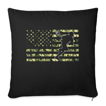 American Camo Flag Lacrosse American Flag Camo - Throw Pillow Cover 17.5” x 17.5” - black - Front