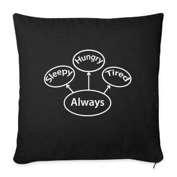Always Sleepy Hungry Tired - Throw Pillow Cover 17.5” x 17.5” - black - Front