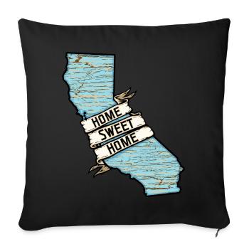 California Home Sweet Home Vintage Rustic Chic - Throw Pillow Cover 17.5” x 17.5” - black - Front