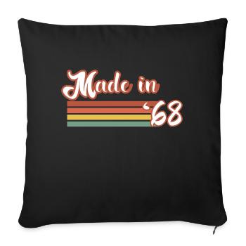 Vintage 1968 56th Birthday Made in 1968 Born 1968 - Throw Pillow Cover 17.5” x 17.5” - black - Front