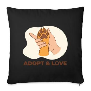 Adopt & Love Paw Print Logo - Throw Pillow Cover 17.5” x 17.5” - black - Front