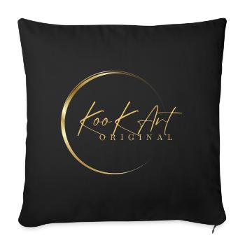 Kook Art Original. Golden design. - Throw Pillow Cover 17.5” x 17.5” - black - Front