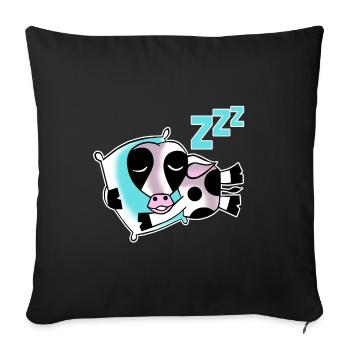 sleepy cow, sleeping cow - Throw Pillow Cover 17.5” x 17.5” - black - Front