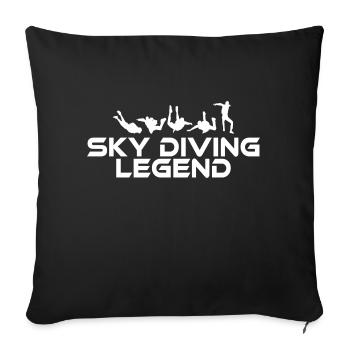 Sky Diving Legend Parachute - Throw Pillow Cover 17.5” x 17.5” - black - Front