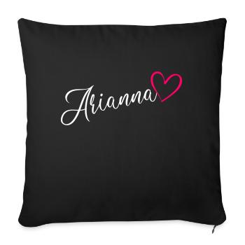 Arianna Name Pink Heart - Throw Pillow Cover 17.5” x 17.5” - black - Front