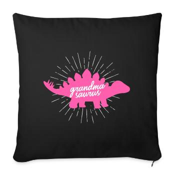 Grandmasaur Brachiosaurus Funny Dinosaur Design - Throw Pillow Cover 17.5” x 17.5” - black - Front
