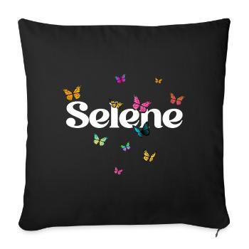 Colorful Butterfly NAME SELENE - Throw Pillow Cover 17.5” x 17.5” - black - Front