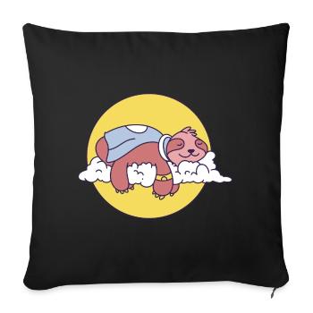 Sleepy Sloth in the Clouds Funny Design - Throw Pillow Cover 17.5” x 17.5” - black - Front