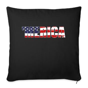 'Merica Patriotic Flag USA United States America - Throw Pillow Cover 17.5” x 17.5” - black - Front