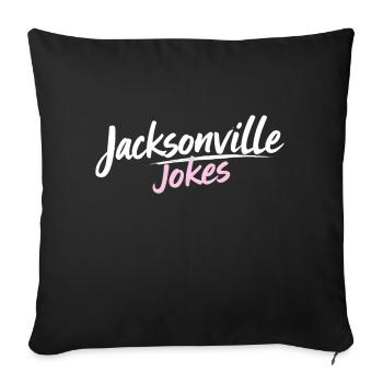 Jacksonville Jokes Brushstroke Text Design in Pink - Throw Pillow Cover 17.5” x 17.5” - black - Front