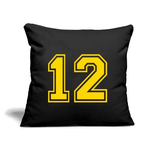 Number 12 in a classic athletic collegiate font - Throw Pillow Cover 17.5” x 17.5”