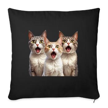 Surprised Cats - Throw Pillow Cover 17.5” x 17.5” - black - Front