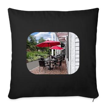 Rhinebeck NY - Outdoor Seating - Throw Pillow Cover 17.5” x 17.5” - black - Front