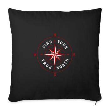 Find Your True North Compass Compass Rose Symbol - Throw Pillow Cover 17.5” x 17.5” - black - Front
