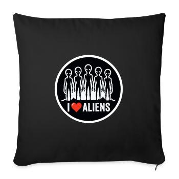 I Love Aliens Extraterrestrial UFO Fan - Throw Pillow Cover 17.5” x 17.5” - black - Front