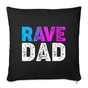 Techno Rave Men EDM Rave Daddy Rave Papi Rave Dad - Throw Pillow Cover 17.5” x 17.5” - black - Front