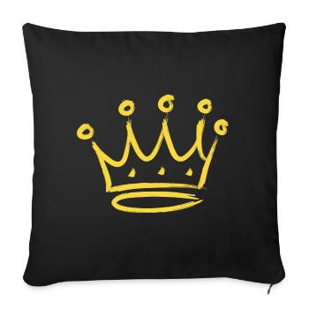 Crown - yellow grafitti, golden brushstroke - Throw Pillow Cover 17.5” x 17.5” - black - Front