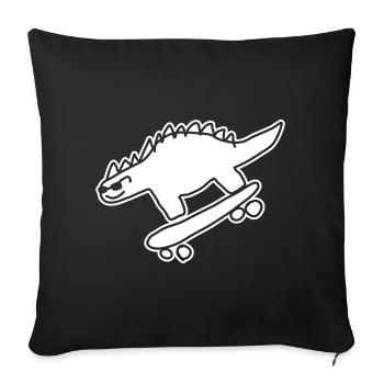 Dino Skateboarding - Throw Pillow Cover 17.5” x 17.5” - black - Front