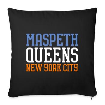 Maspeth Queens New York Ny Hoodie - Throw Pillow Cover 17.5” x 17.5” - black - Front