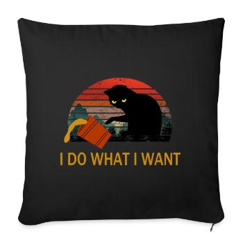 i do what i want Black Cat in Sunset - Throw Pillow Cover 17.5” x 17.5” - black - Front