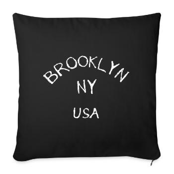 Brooklyn NY USA - Throw Pillow Cover 17.5” x 17.5” - black - Front