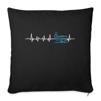 Skiing Motorboat Water Sports Waterskier Ocean - Throw Pillow Cover 17.5” x 17.5” - black - Front
