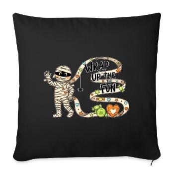 Mummy Fun Wrap Illustration - Throw Pillow Cover 17.5” x 17.5” - black - Front
