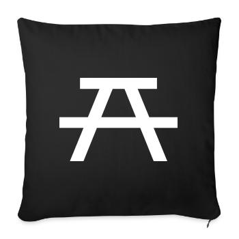 Geometric A Glyph in Monochrome - Throw Pillow Cover 17.5” x 17.5” - black - Front
