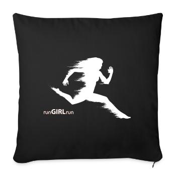RunGirl Run Silhouette - Throw Pillow Cover 17.5” x 17.5” - black - Front