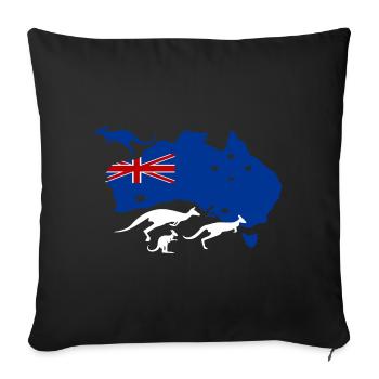 Australian Wildlife Silhouette Map - Throw Pillow Cover 17.5” x 17.5” - black - Front