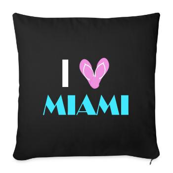 I Love Miami Heart Sandals Miami Pride Beach Vacat - Throw Pillow Cover 17.5” x 17.5” - black - Front