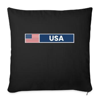 United States of America Flag - Throw Pillow Cover 17.5” x 17.5” - black - Front
