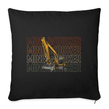 Miner Underground Stones Work - Throw Pillow Cover 17.5” x 17.5” - black - Front
