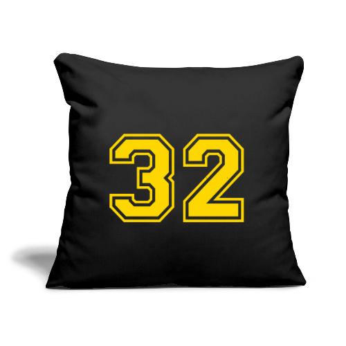 Number 32 in a classic athletic collegiate font - Throw Pillow Cover 17.5” x 17.5”