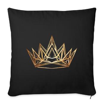 Golden Crown Line Art - Throw Pillow Cover 17.5” x 17.5” - black - Front