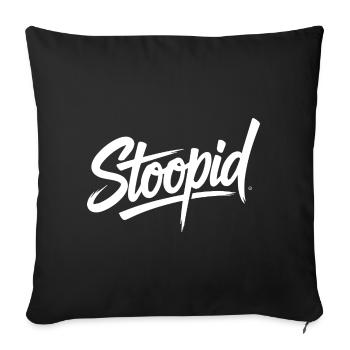 Stoopid  Tee - Throw Pillow Cover 17.5” x 17.5” - black - Front