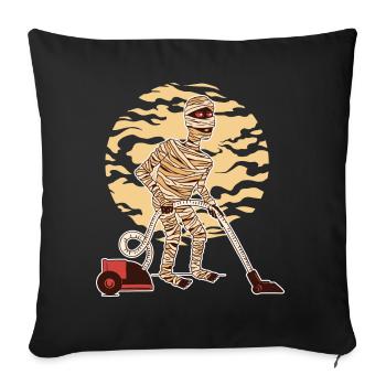Mummy vacuuming - Throw Pillow Cover 17.5” x 17.5” - black - Front