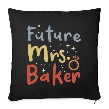 Mrs Baker Vintage Look - Throw Pillow Cover 17.5” x 17.5” - black - Front
