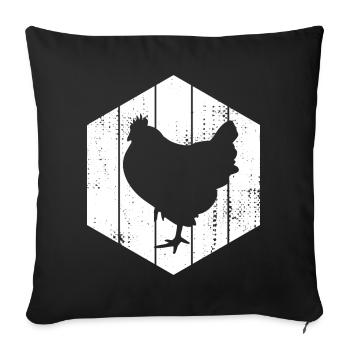 Hen Drawing - Throw Pillow Cover 17.5” x 17.5” - black - Front