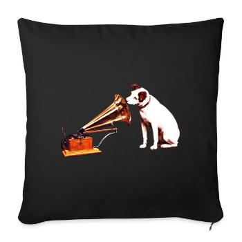 His Master's Voice painting  - Throw Pillow Cover 17.5” x 17.5” - black - Front