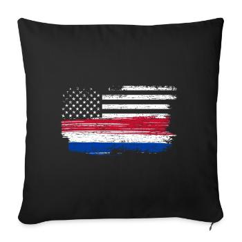 Brushstroke Patriot Flag - Throw Pillow Cover 17.5” x 17.5” - black - Front