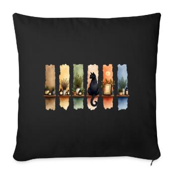 Shelf Life – Autumn Cottagecore Brushstrokes - Throw Pillow Cover 17.5” x 17.5” - black - Front